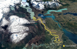 Mapa de excursion de kayak en Rio Grey